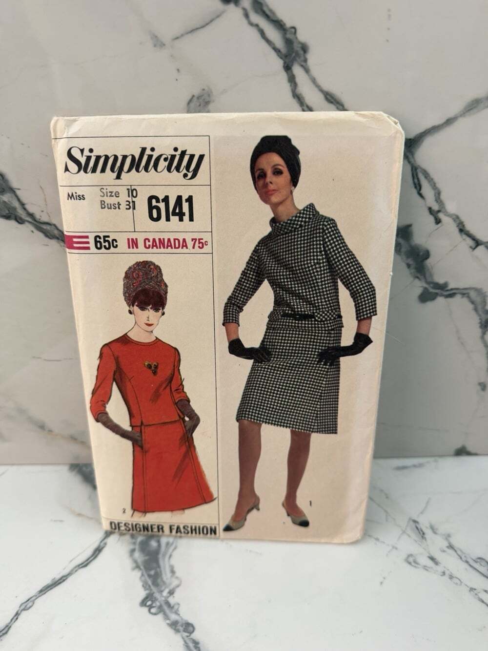 Vintage Simplicity 6141 Dress Pattern 1965 Size 10 Bust 31 Cut Complete